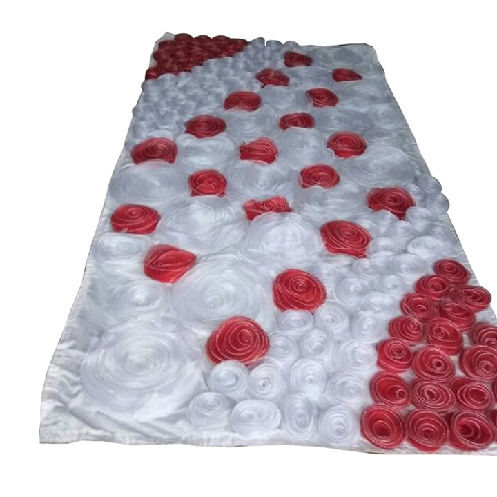 NET CLOTH ROSE FLOWERS PANEL RED AND WHITE