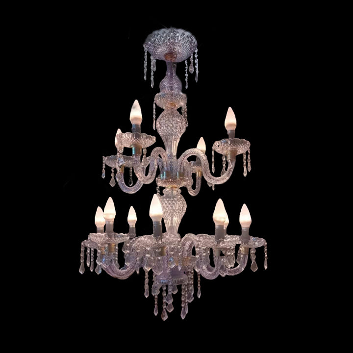 12 LIGHT ACRYLIC 2 STAPE CHANDELIER