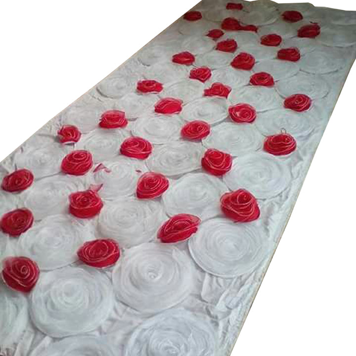 NET CLOTH ROSE FLOWERS PANEL RED AND WHITE