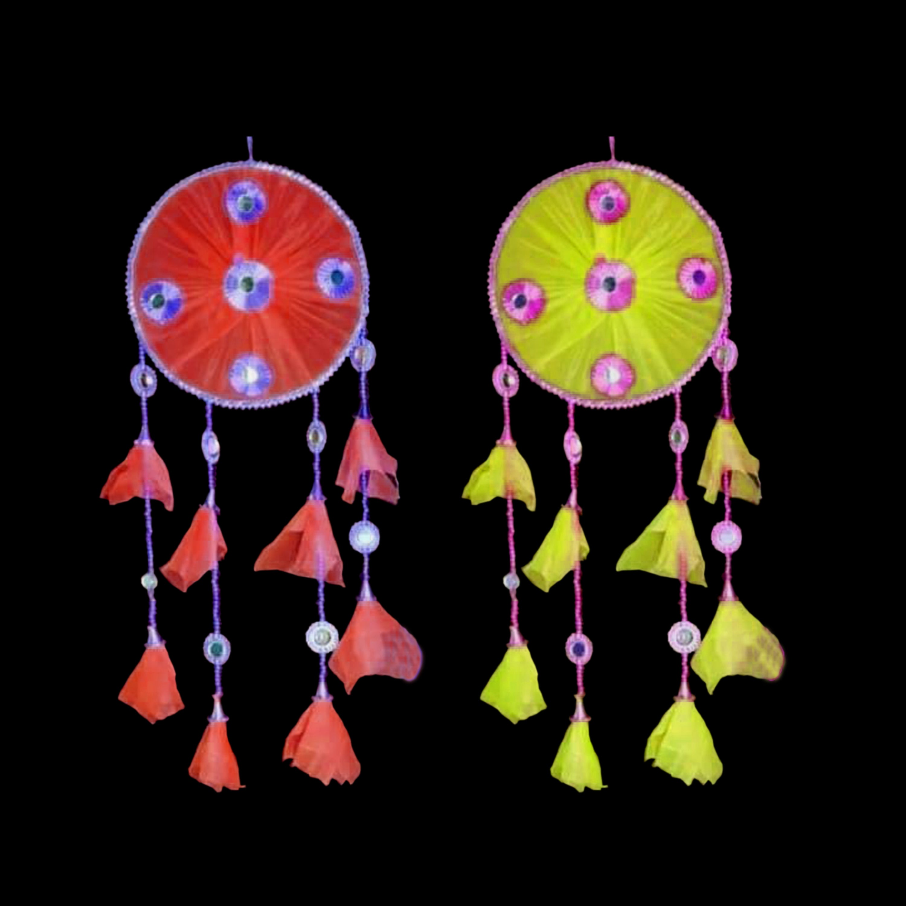 Net Round Ring Mirror Hanging Multi Colour