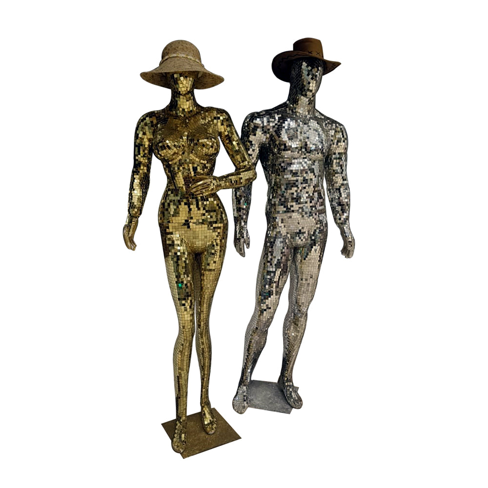 MIRROR STACHU MALE FEMALE SET SILVER GOLD