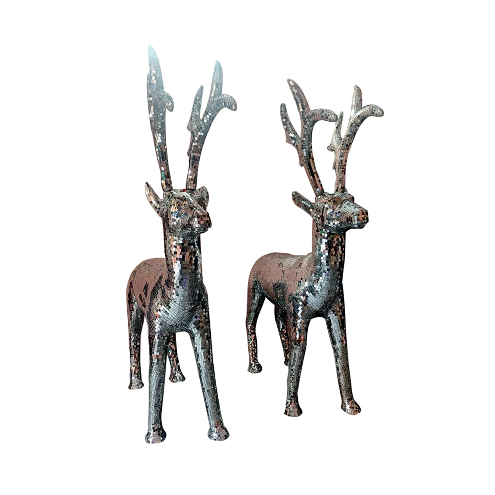 MIRROR DEER 2 PICE SET SLIVER