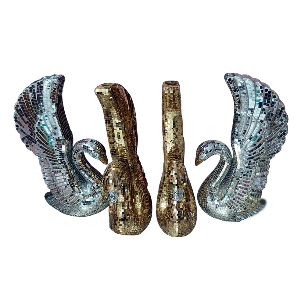 MIRROR HANS 4 PICE SET 2 PICE SILVER 2 PICE GOLD