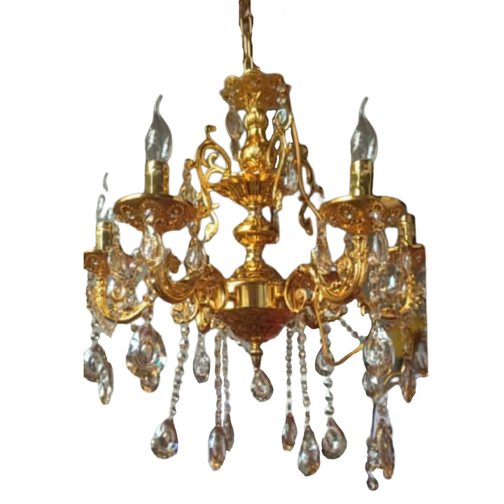 METAL BRASS FINESH 6 LIGHT  CHANDELIER GOLDEN
