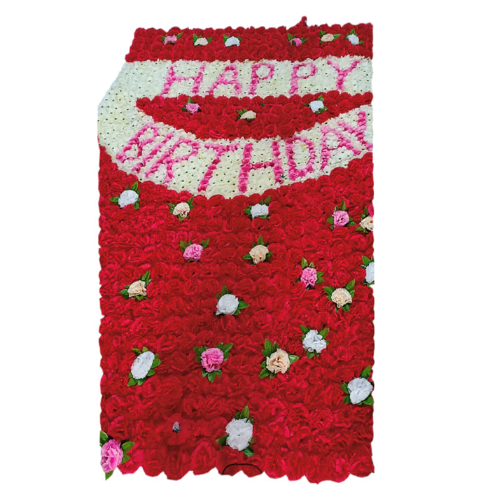 CARNITION PANEL HAPPY BIRTHDAY RED, PINK AND WHITE FLOWERS