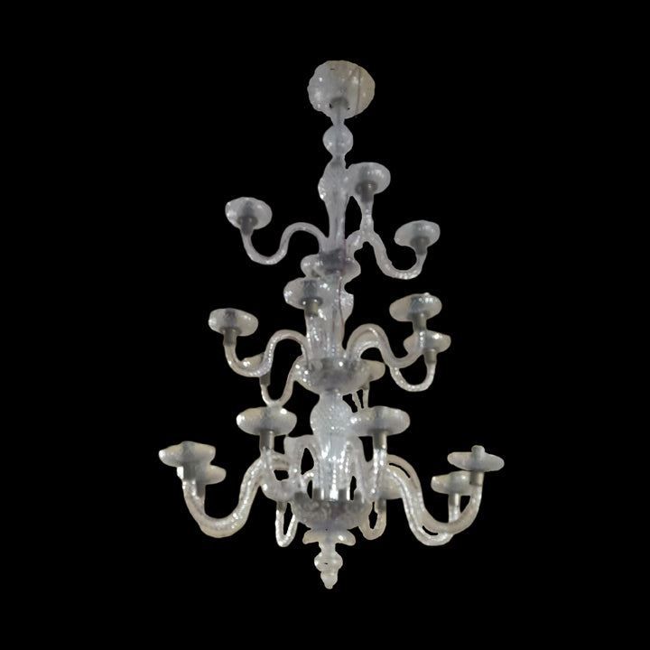 18 LIGHT ACRYLIC THREE STAPE CHANDELIER