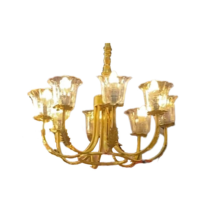 METAL GLASS CHANDELIER - 8 BULB U BEND