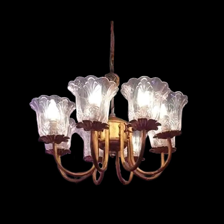 METAL 8 LIGHT GLASS CUP CHANDELIER