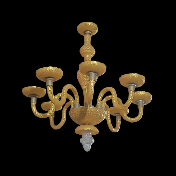 ACRYLIC CHANDELIER -  8 BULB GOLDEN COLOUR