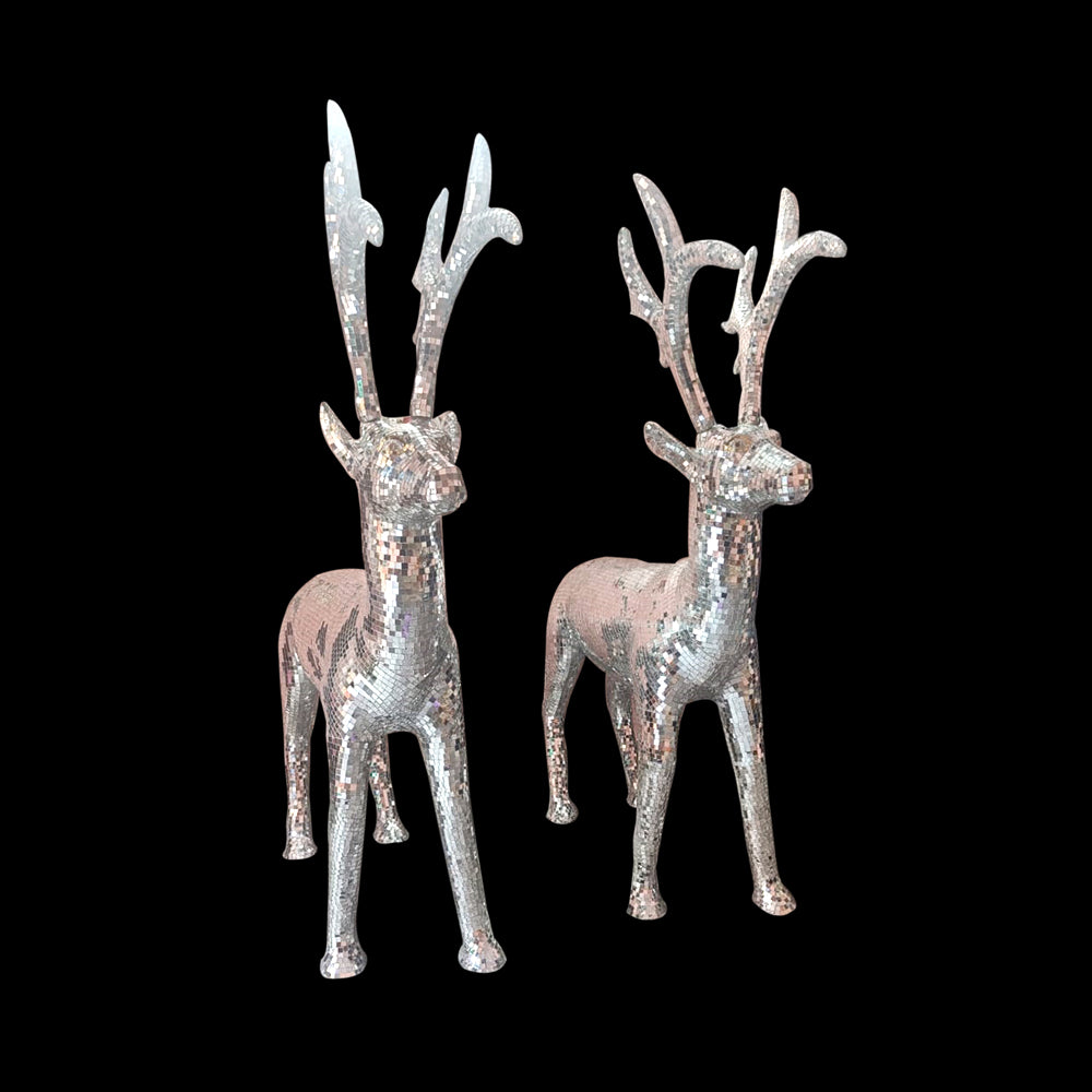 MIRROR DEER 2 PICE SET SLIVER