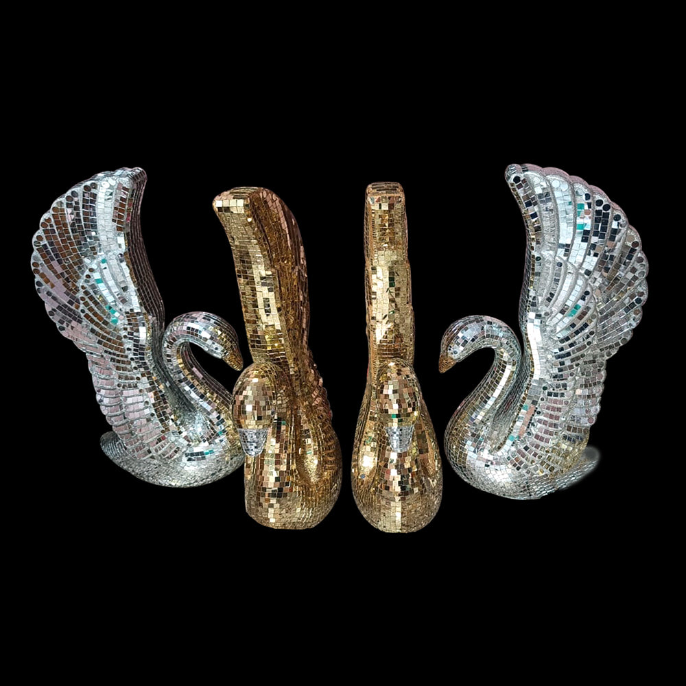 MIRROR HANS 4 PICE SET 2 PICE SILVER 2 PICE GOLD