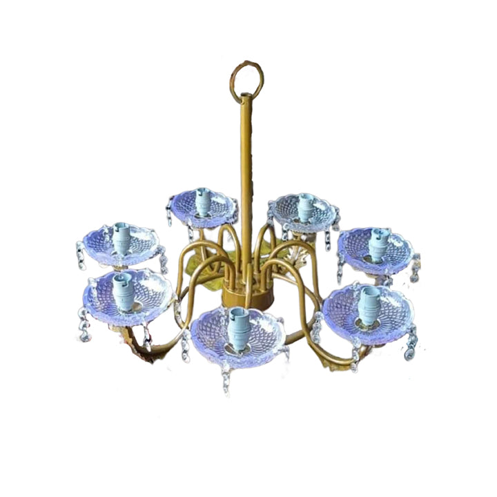 7 LIGHT METAL ACRYLIC KATORI  CHANDELIER