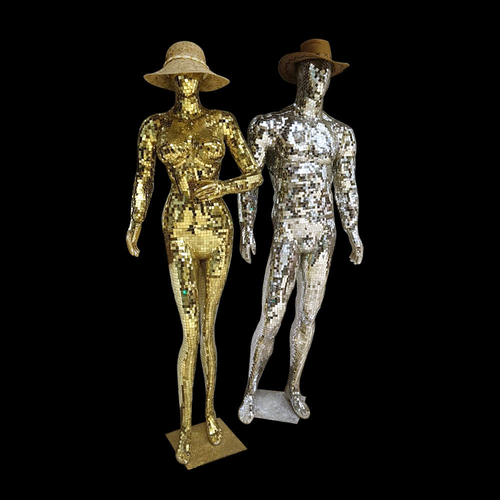 MIRROR STACHU MALE FEMALE SET SILVER GOLD
