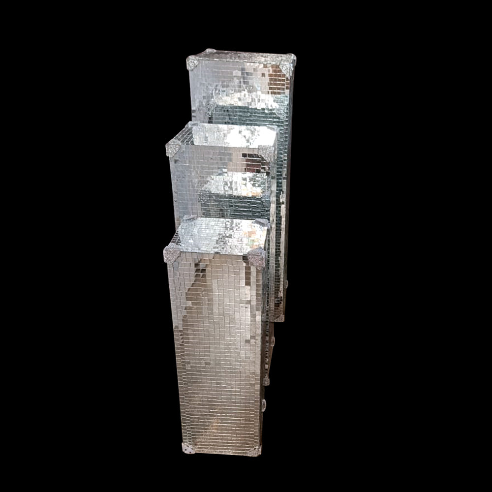 SILVER MIRROR PILLAR SET OF 3 PICE