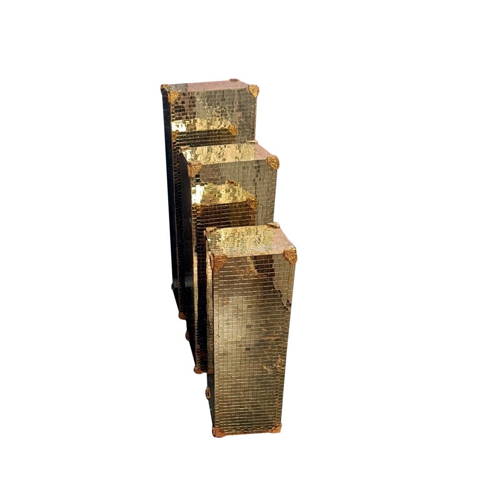 GOLD MIRROR PILLAR SET OF 3 PICE
