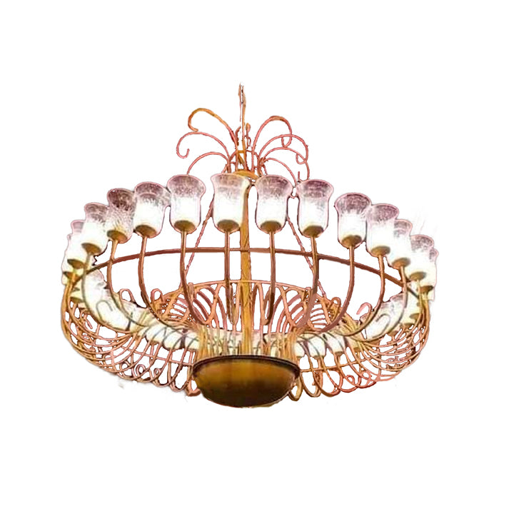 32 LIGHT GLASS METAL CHANDELIER