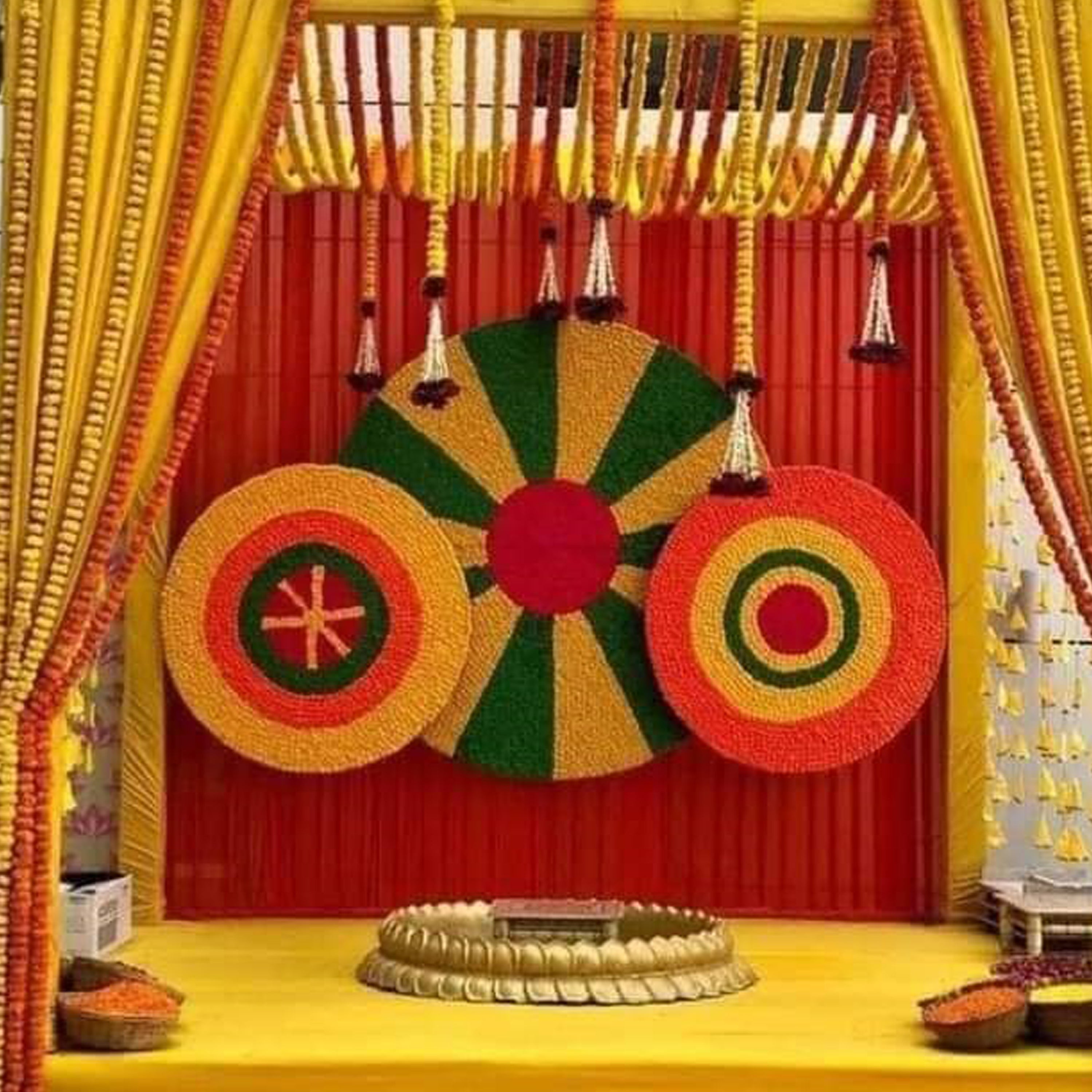 Artificial Flower Rangoli  Centerpiece Set of 3