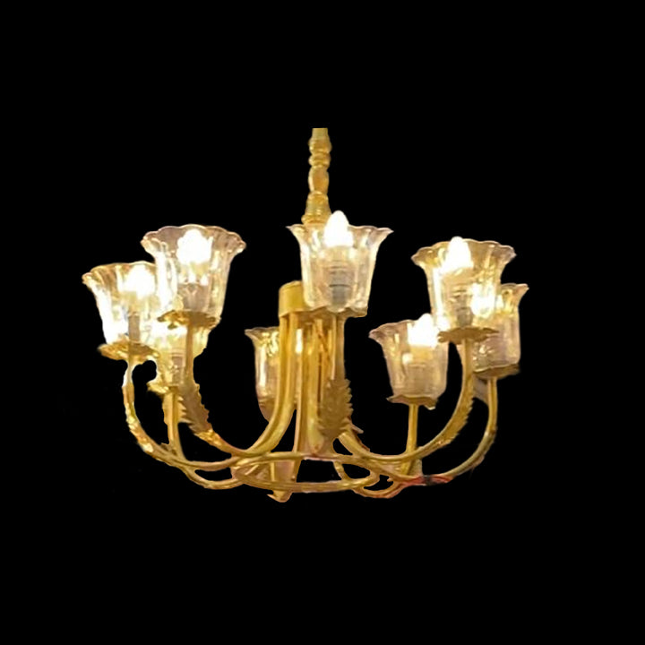 METAL GLASS CHANDELIER - 8 BULB U BEND