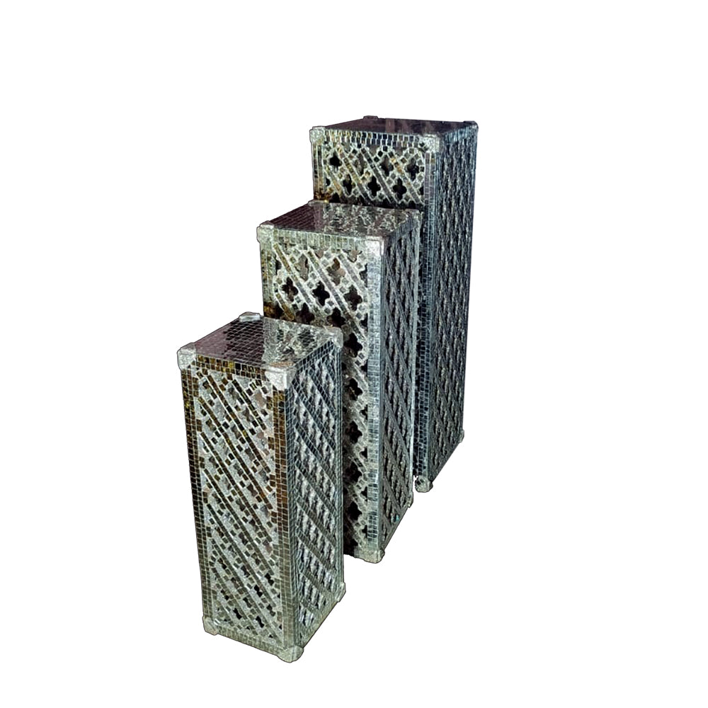 CNC DESIGN CUT MIRROR PILLAR SET OF 3 PICE