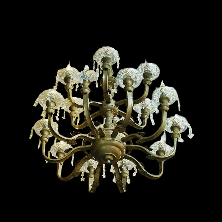 16 LIGHT GLASS AND METAL TWO STAPE CHANDELIER - CLEAR