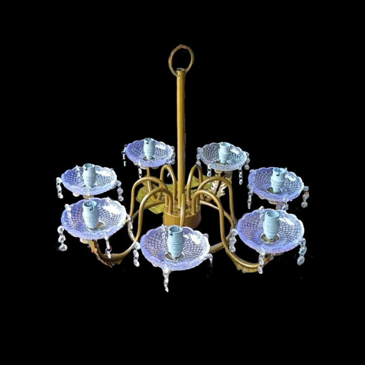 7 LIGHT METAL ACRYLIC KATORI  CHANDELIER