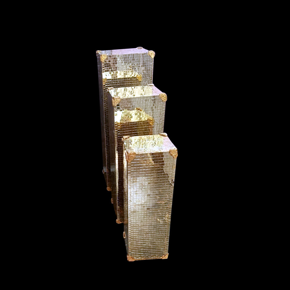 GOLD MIRROR PILLAR SET OF 3 PICE