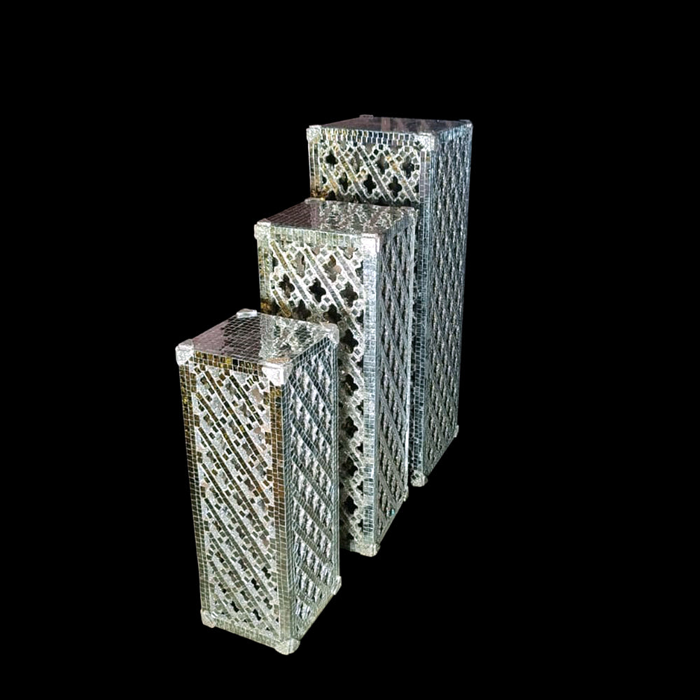 CNC DESIGN CUT MIRROR PILLAR SET OF 3 PICE
