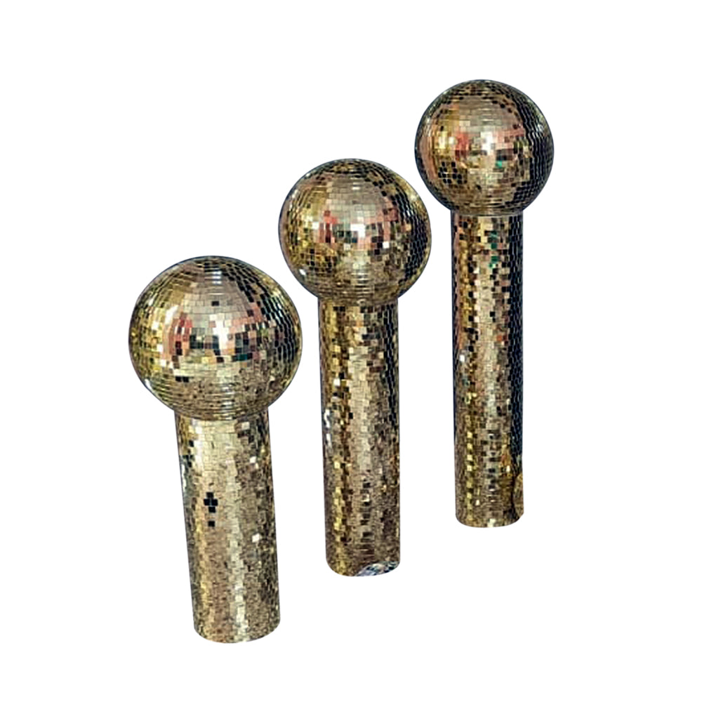 MIRROR PILLAR WITH MIRROR BALL 3 PICE SET - GOLD