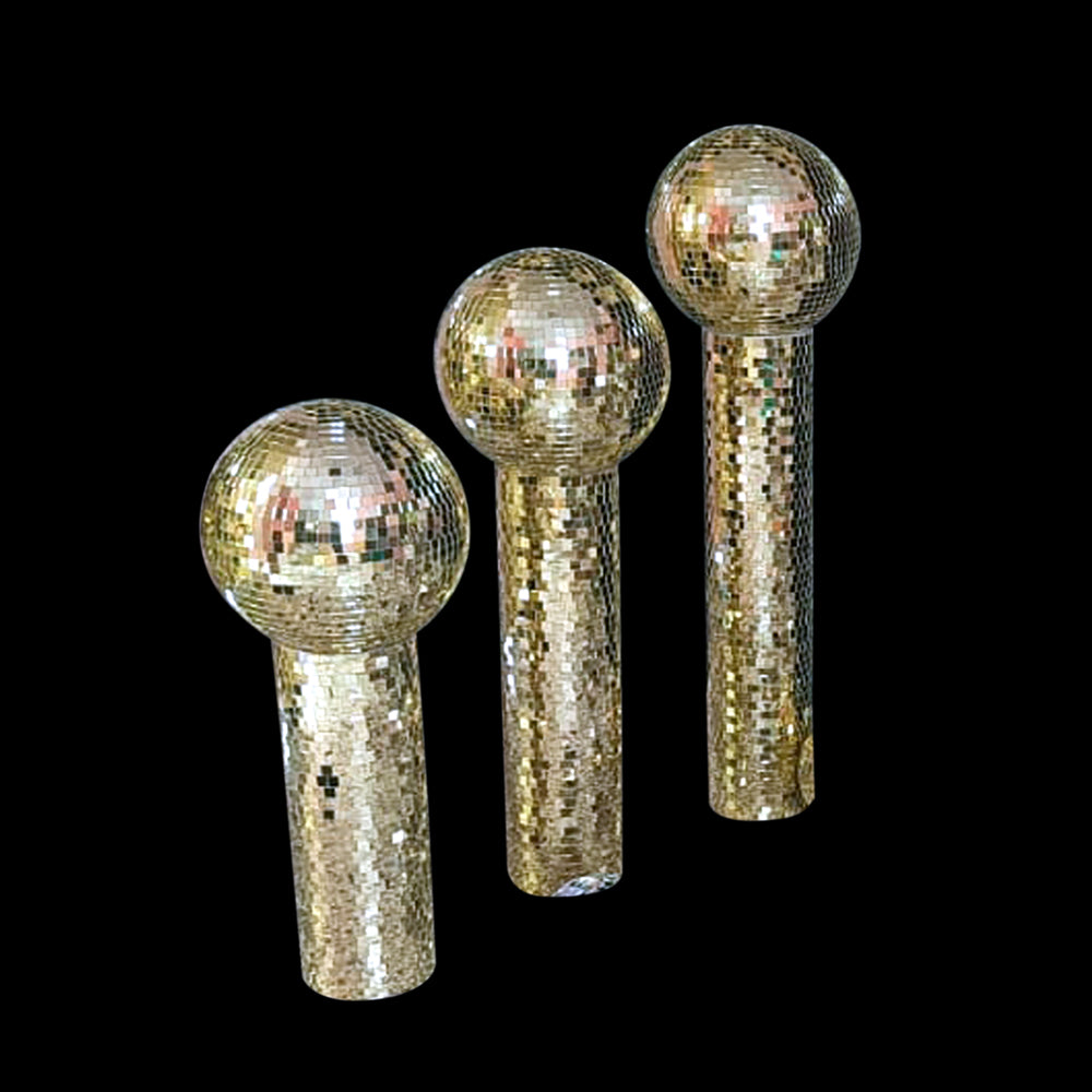 MIRROR PILLAR WITH MIRROR BALL 3 PICE SET - GOLD