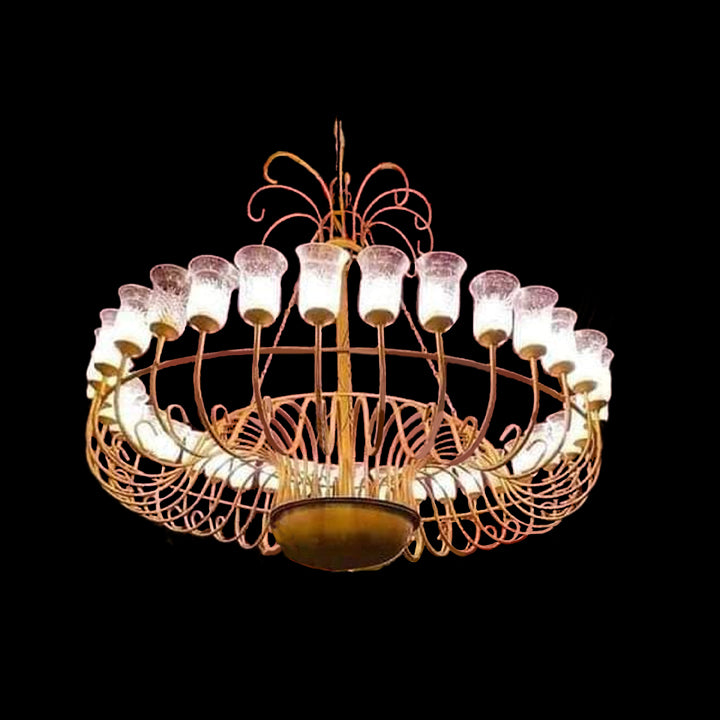 32 LIGHT GLASS METAL CHANDELIER