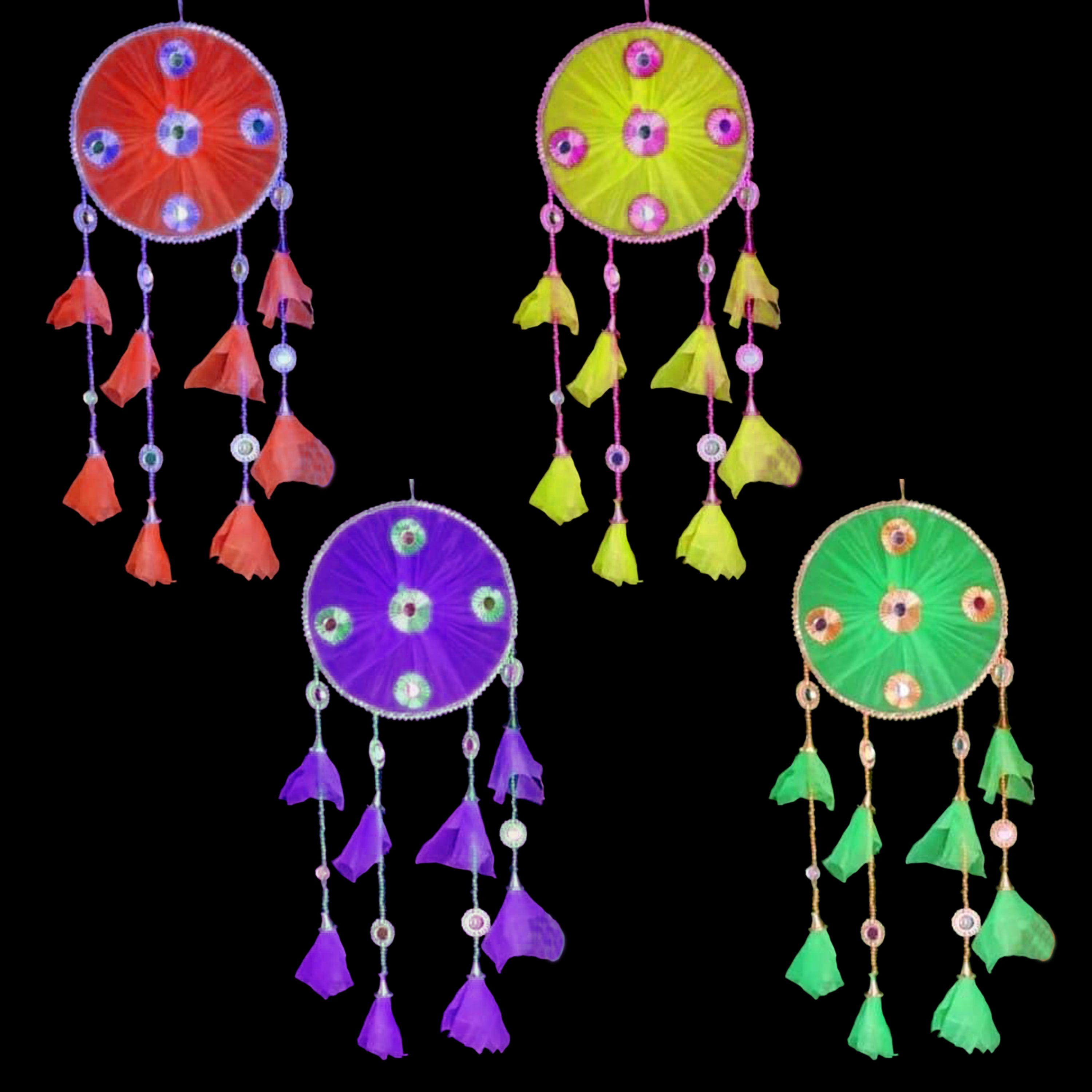 Net Round Ring Mirror Hanging Multi Colour