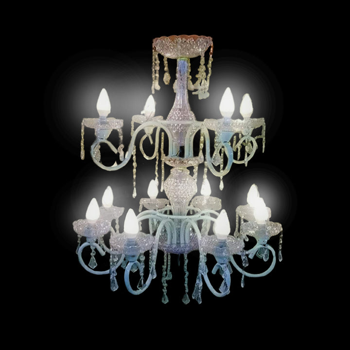 METAL AND ACRYLIC TOW STAPE  14 LIGHT CHANDELIER