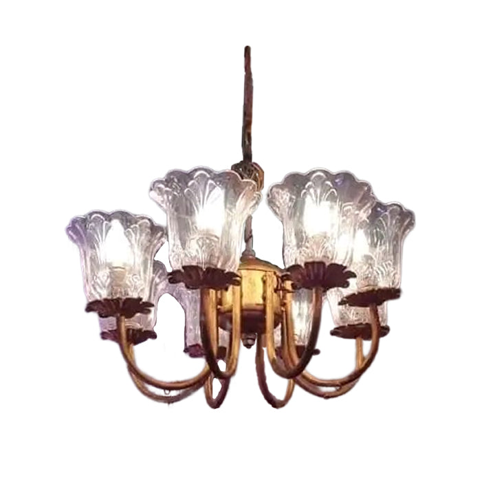 METAL 8 LIGHT GLASS CUP CHANDELIER